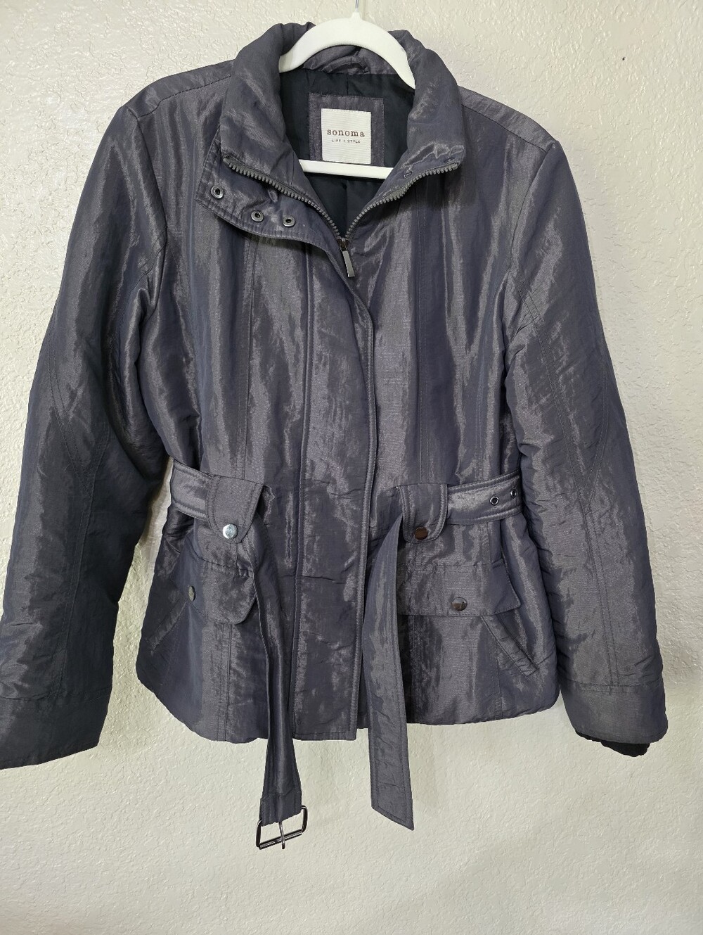 Sonoma Women’s Utility Belted Jacket - Charcoal